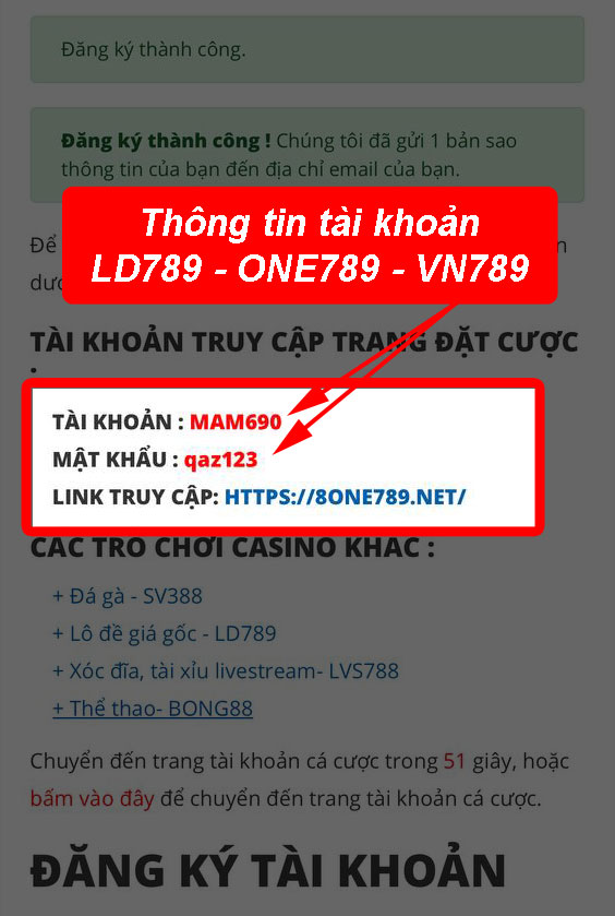 Nhận thông tin tài khoản LD789